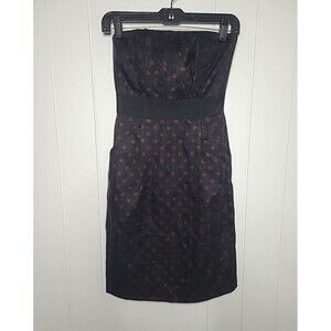 White House Black Market 100% Silk Polka Dot Dress Size 00 Black Red Formal HOCO